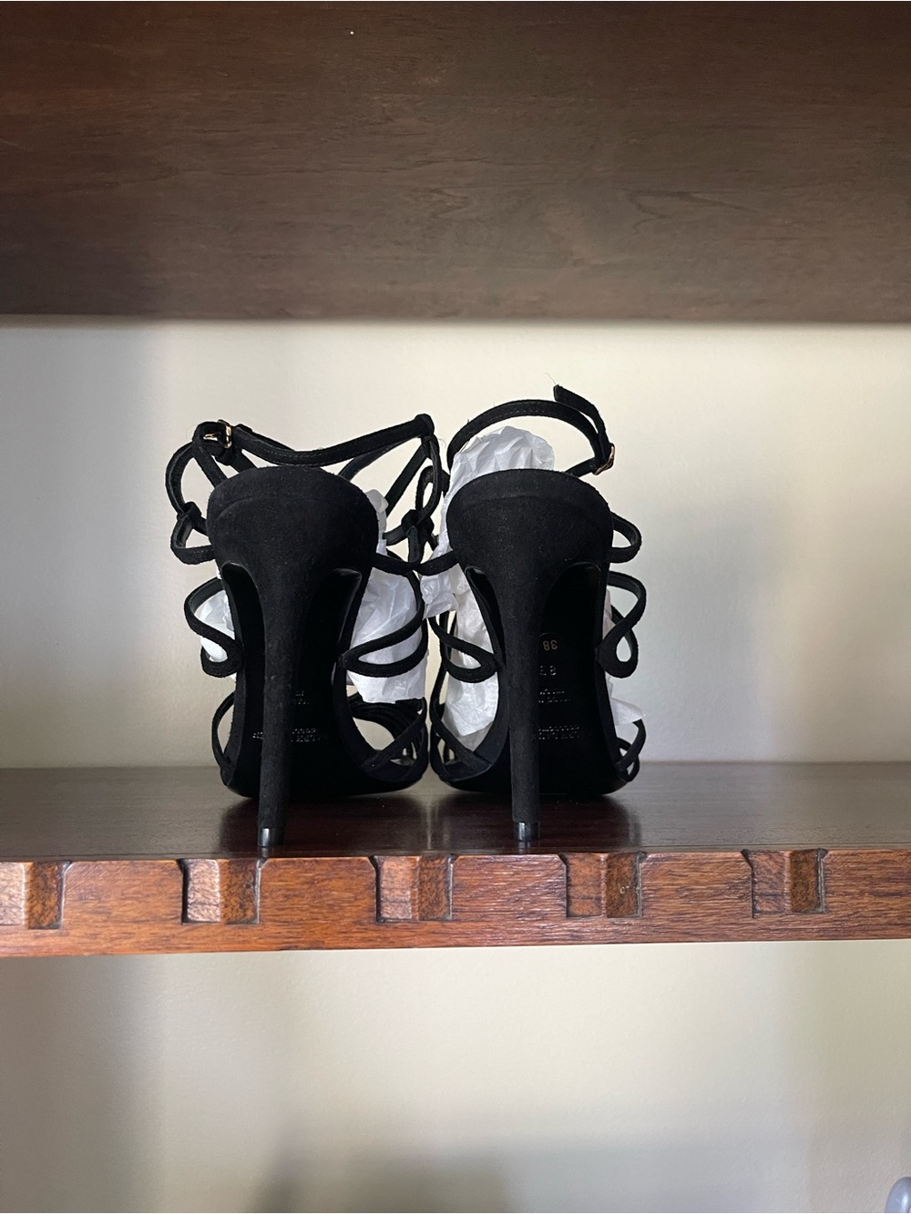 NWT Ralph Lauren Collection Purple Label Black Suede Italian Strappy Heels 8B - Picture 8 of 11